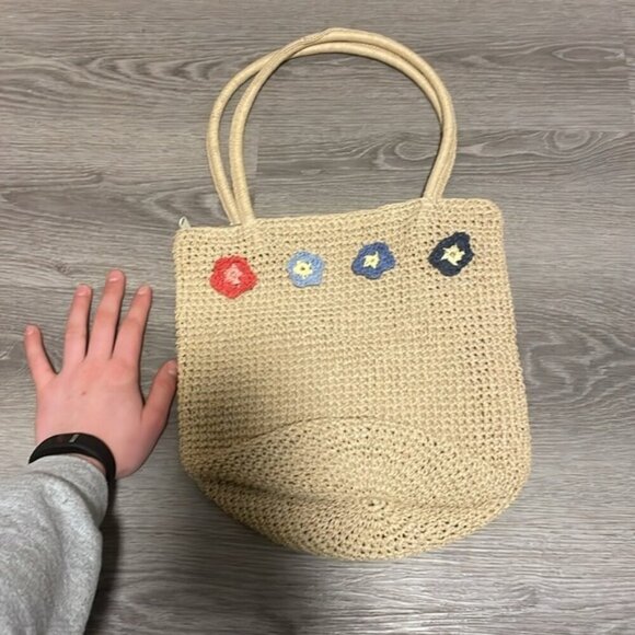 Wicker Floral Tote Bag Cottagecore Prairie Summer Lined - Picture 7 of 7